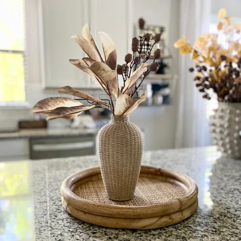 Tall black vase for bold contrast-Basket Weave Pattern Vases