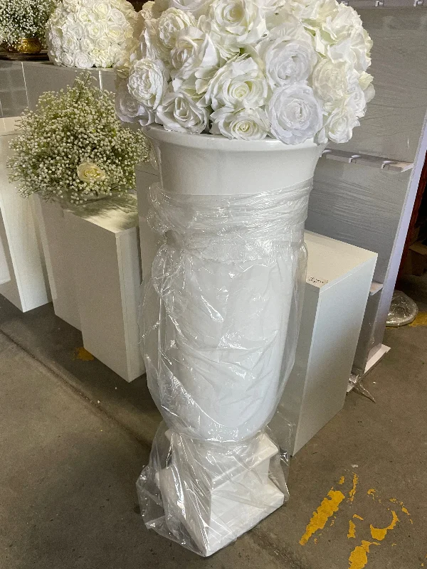 Large abstract pottery vase for drama-40” Tall White Urn