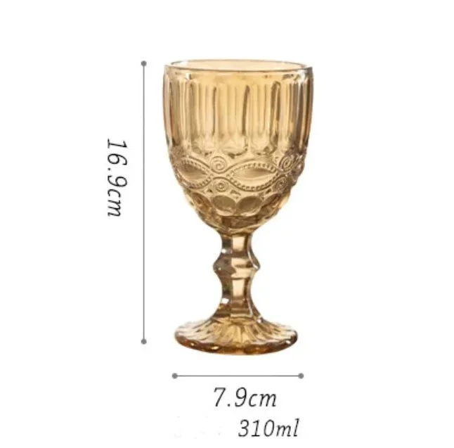 Large glass floor vase for impact-Amber Champagne Color drinking Glass drinkware cup goblet