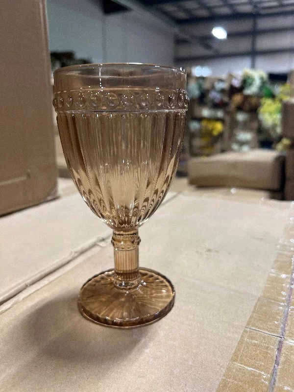 Large luxury marble vase for opulence-Amber Color Striped drinking Glass drinkware cup goblet