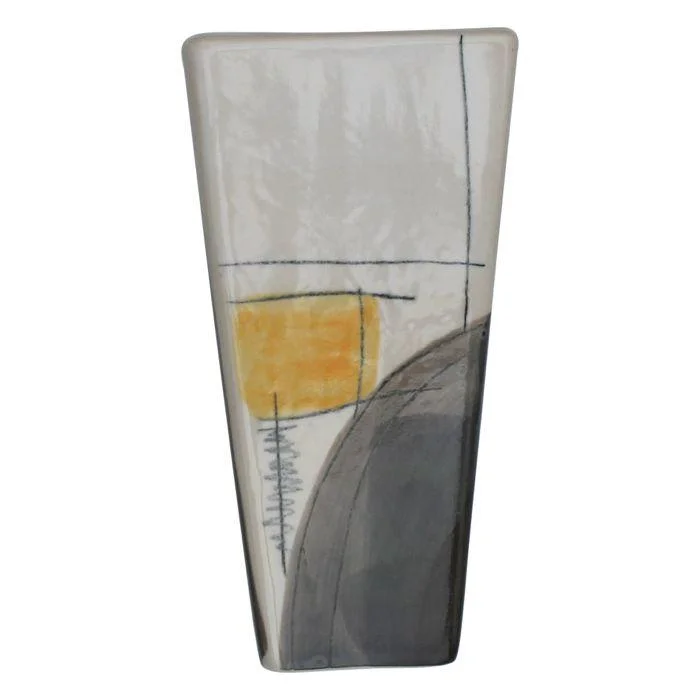 Geometric pottery abstract vase for edge-Art Series Vase - Grey & Yellow