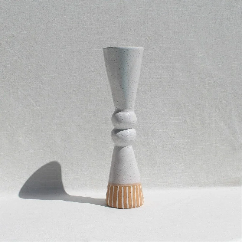 Rustic clay flower tall vase for earthy-Assembled Vessel In White