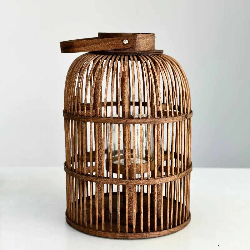 Small modern glass flower vase for detail-Bamboo Round Lattice Lantern