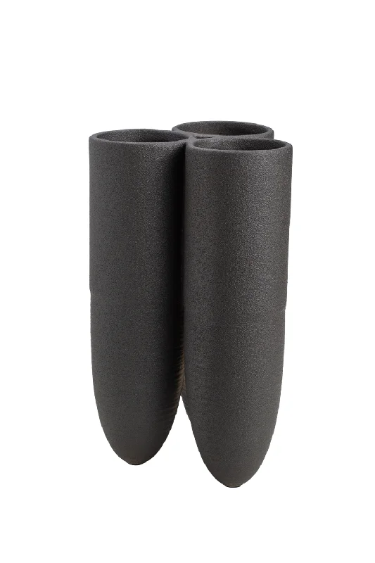 Geometric pattern vase for trendy decor-Black Ceramic Novelty Vase | Liang & Eimil Torpedo