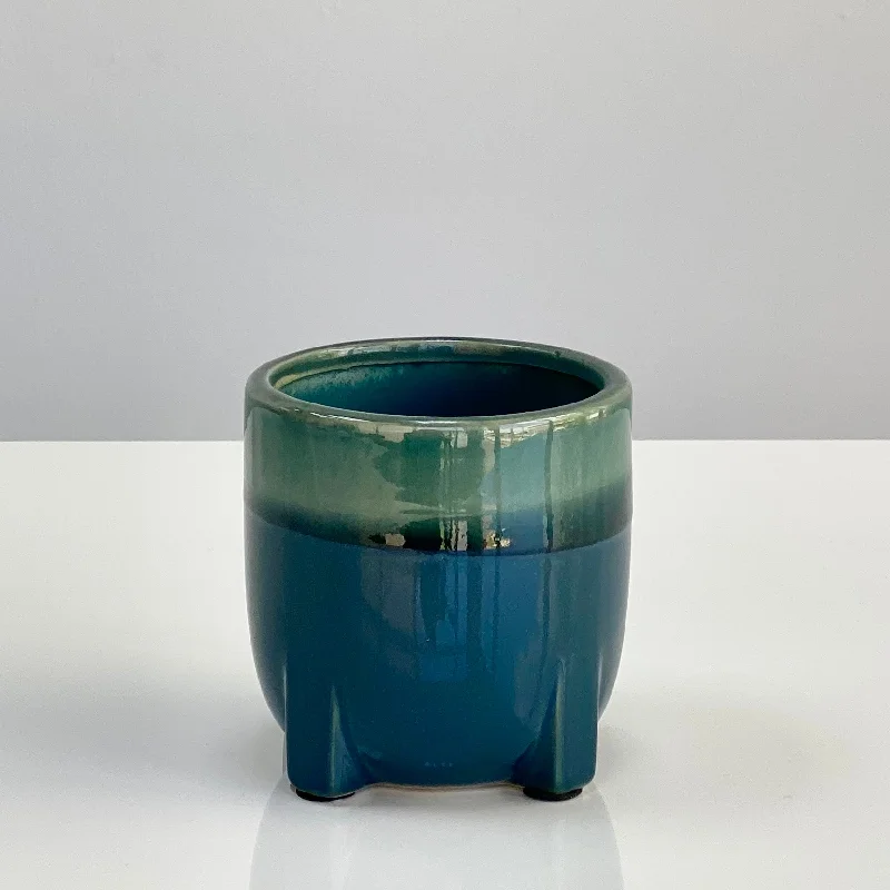 Large modern ceramic flower vase for bold-Blended Teal Ceramic Small Vase