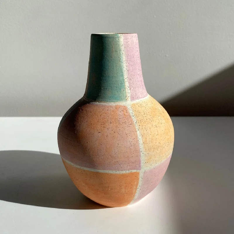 Hand-painted modern vase for vibrancy-Blocks Vessel