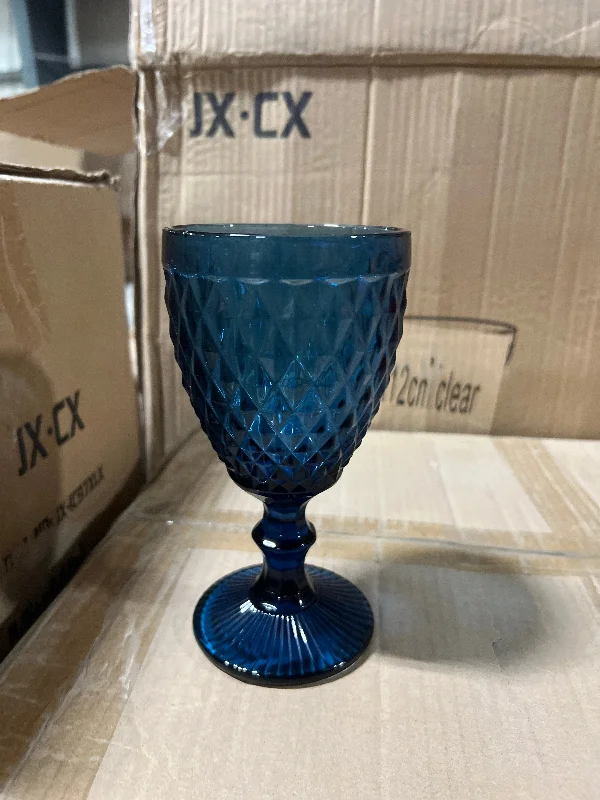 Vintage brass flower vase for antique-Blue Color diamond drinking Glass drinkware cup goblet