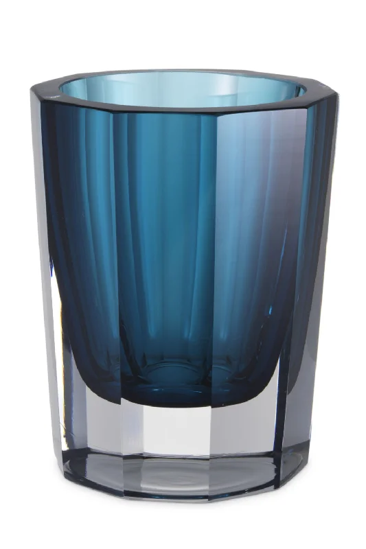 Modern black vase for striking look-Blue Octagonal Glass Vase | Eichholtz Chavez S