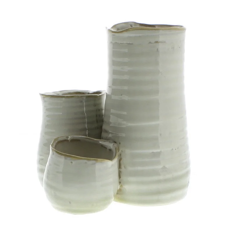 Luxury marble flower vase for opulence-Bower Clustered Ceramic Vase - Tall Triple - Fancy White