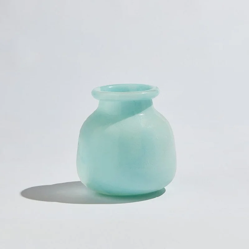 Small glass vase for kitchen counter-Byron Round Vase - Sky