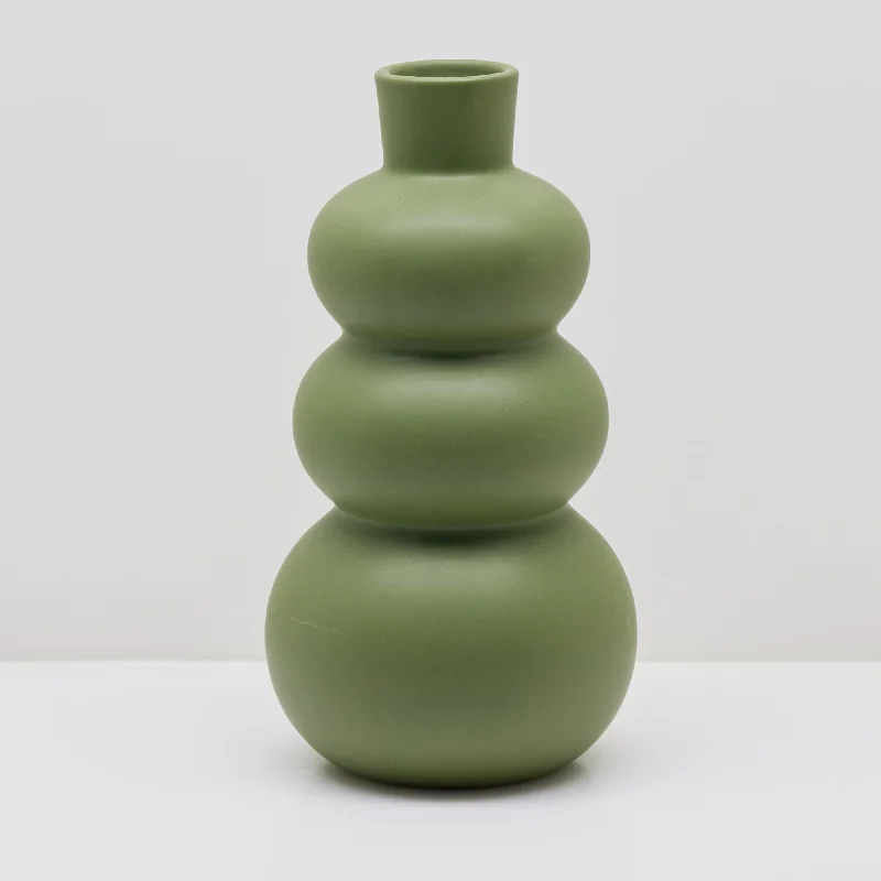 Colorful modern ceramic vase for energy-Calabash Vase - Laurel Green - Tall