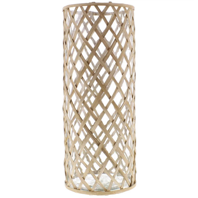 Rustic wooden abstract vase for style-Cane Weave Vase - Grand