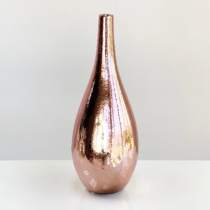 Large luxury vase for grand appeal-Ceramic Bottle Titanium Pink 18"