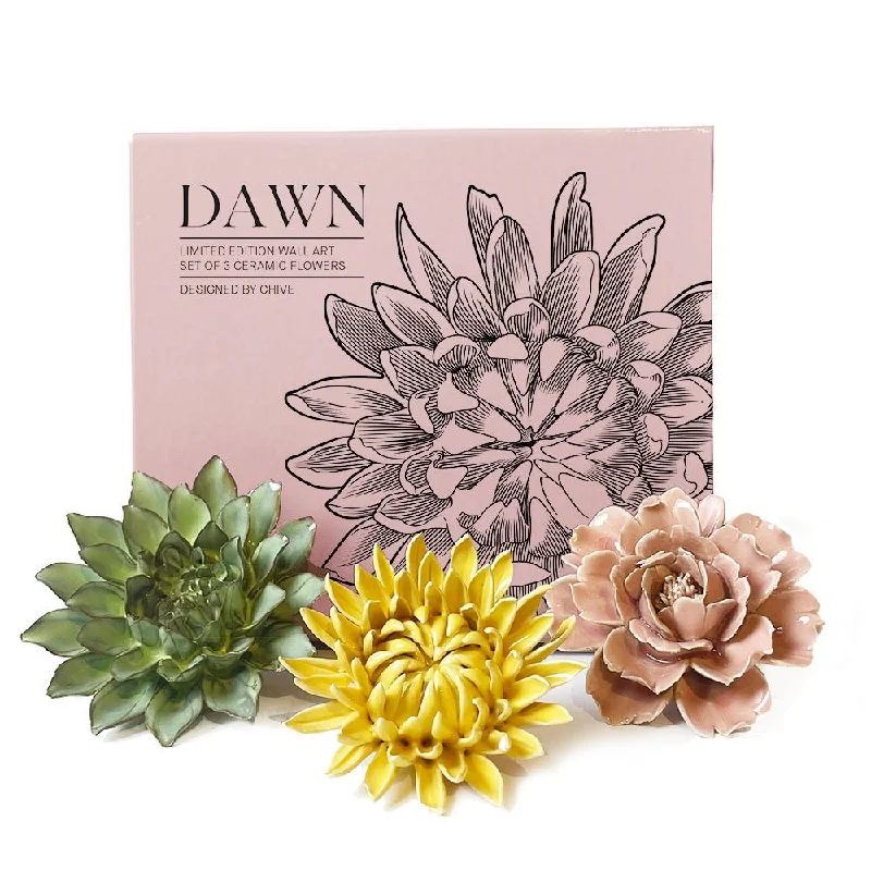 Modern ceramic vase for living room-Ceramic Flower Wall Art Dawn Box Set