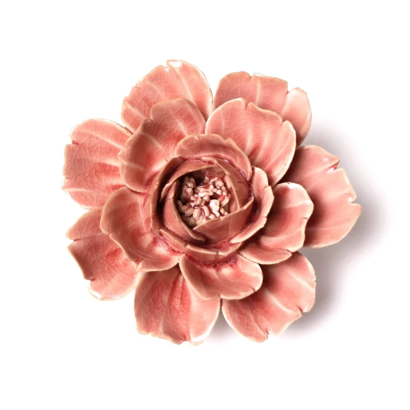 Vintage floral vase for classic charm-Ceramic Flower Wall Art Rose Pink 5