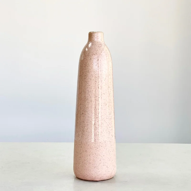 Rustic wooden decorative vase for texture-Ceramic Stucco Pink Bottle