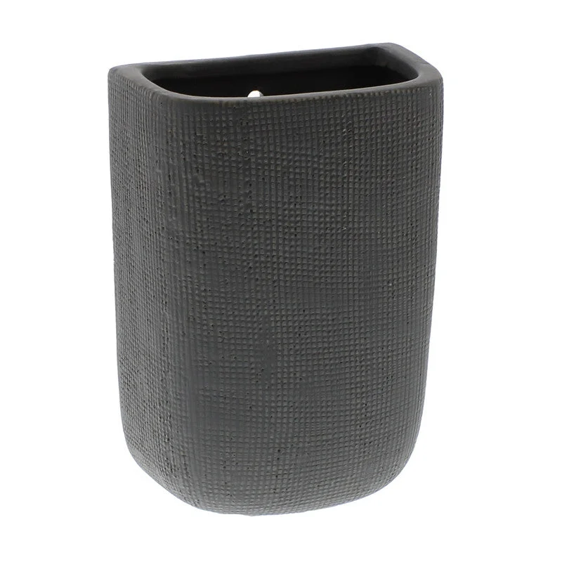 Large modern decorative vase for bold-Ceramic Wall Pocket - Tall - Grey