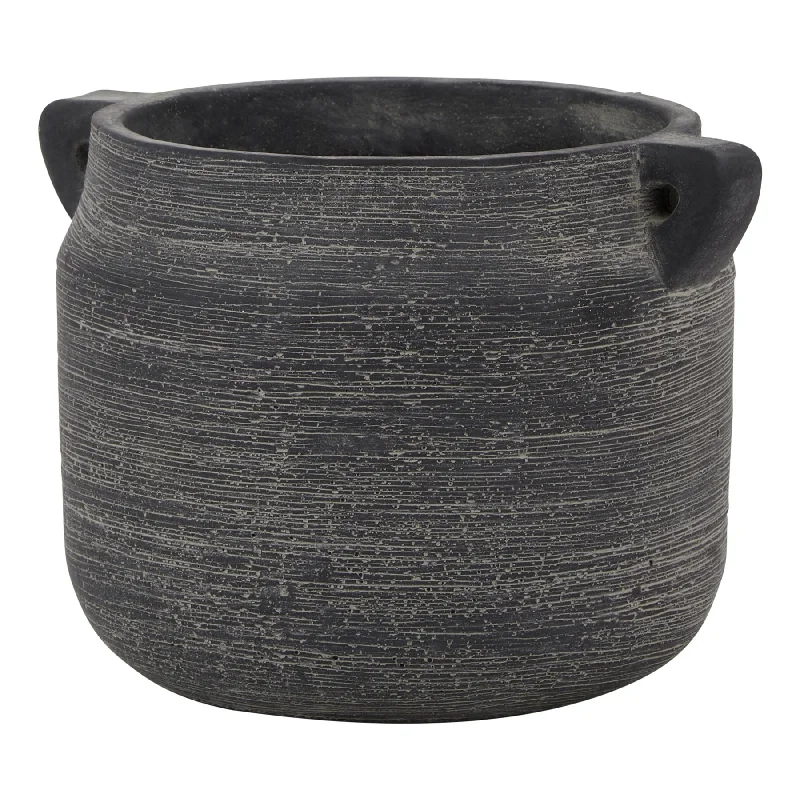 Small pottery flower vase for coziness-Charcoal Coast Hydria Planter