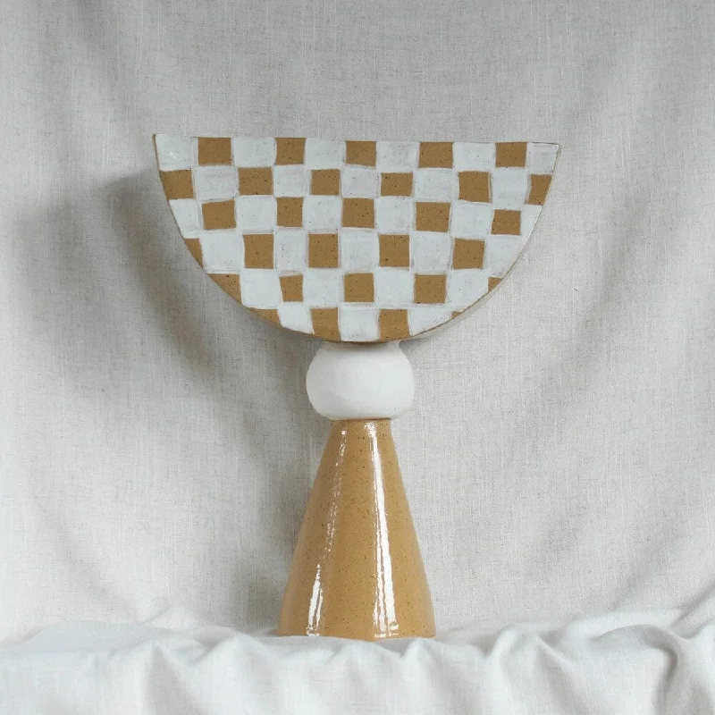 Contemporary gold flower vase for shine-Chequerboard Large Vessel