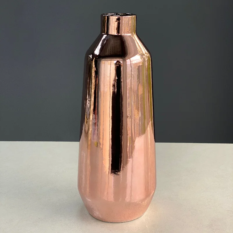 Small modern glass vase for detail-Ceramic Metallic Blush Pink Vase