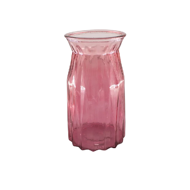 Vintage floral ceramic vase for charm-GLASS VASE PINK 10X11X20CM