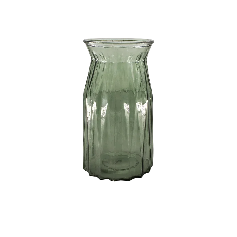 Small pottery flower vase for coziness-GLASS VASE GREEN 10X11X20CM