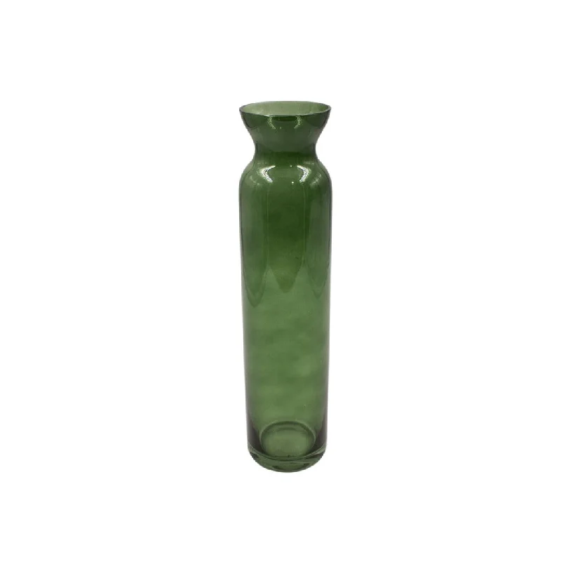 Large modern vase for bold decor-GLASS VASE GREEN 25CM