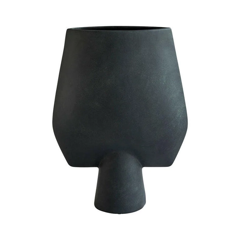 Geometric ceramic abstract vase for modern-Sphere Vase Square | Hexa | Black