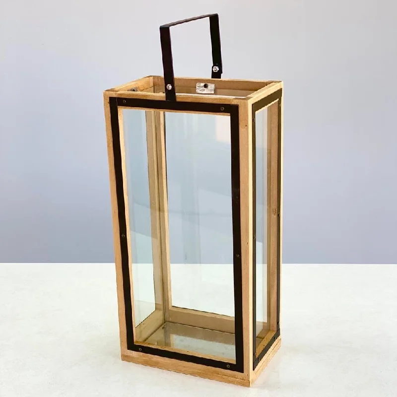 Contemporary marble decorative vase for class-Wood and Glass Lantern