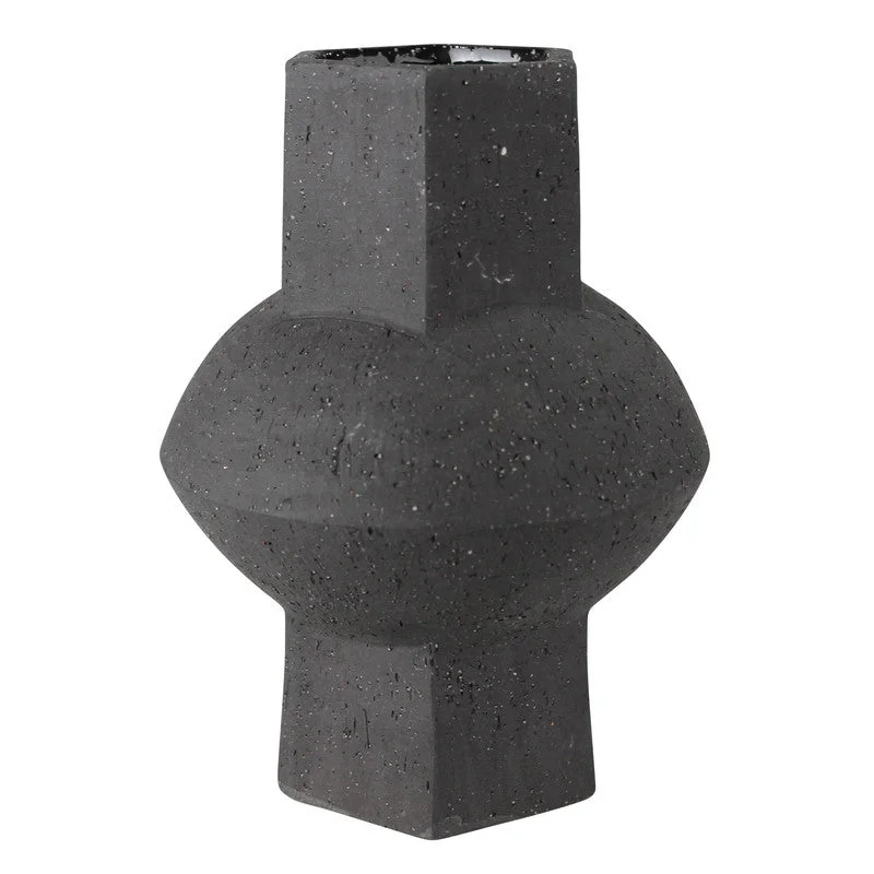 Rustic wooden decorative vase for texture-Cruz Vase - Hexagon, Black