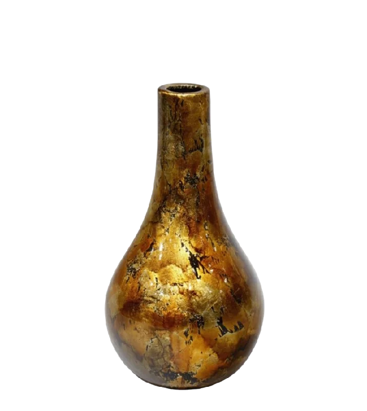 Small luxury marble vase for detail-VASE 14XH26CM COPPER GOLD