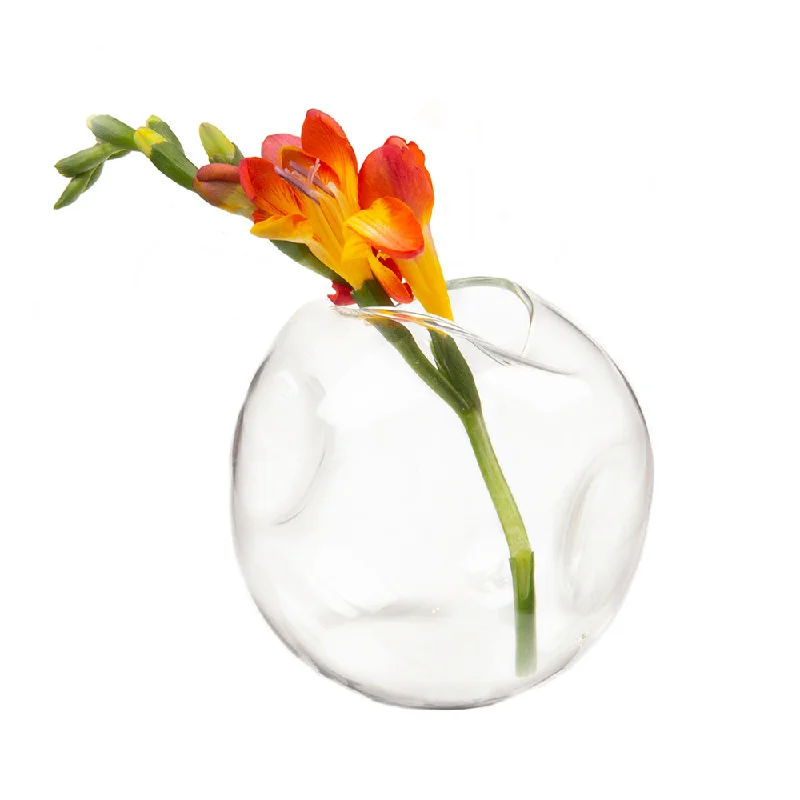 Small luxury gold vase for glamour-Dent Glass Modern Flower Vase