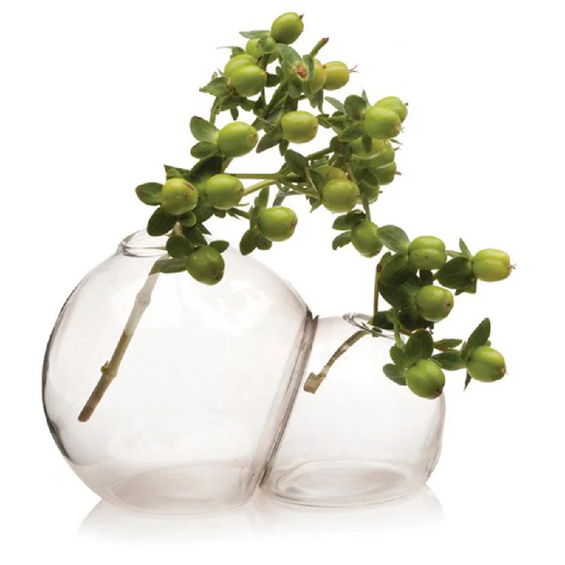 Contemporary gold vase for glamour-Double Bubble Glass Modern Clear Flower Vase