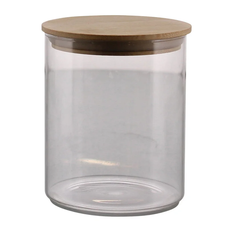 Contemporary marble vase for sleekness-Finn Canister - Glass with Wood Lid - Med