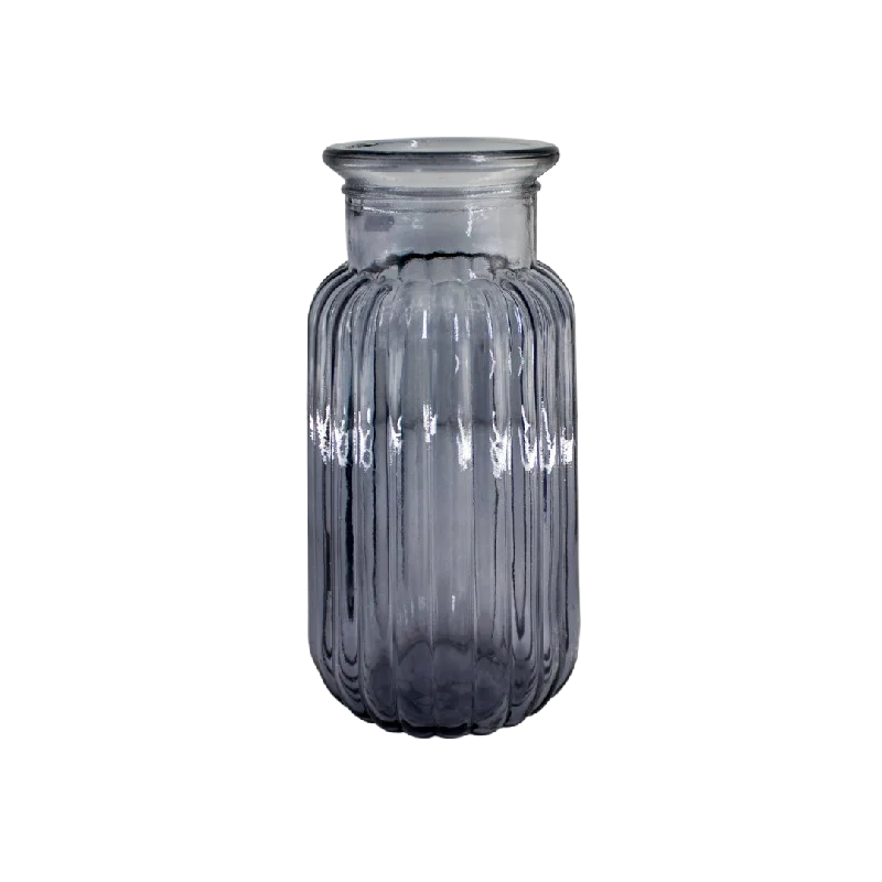 Minimalist white glass vase for clean-Glass Vase Black 22x11cm