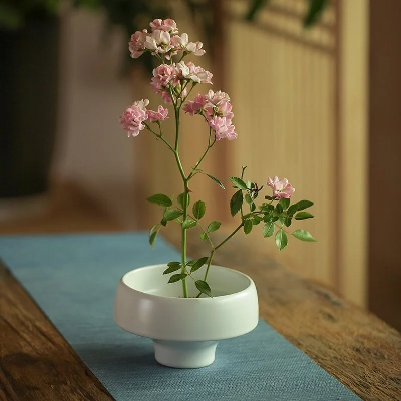 Tall ceramic flower vase for elegance-Gohobi Morden Black & White Ikebana Vase