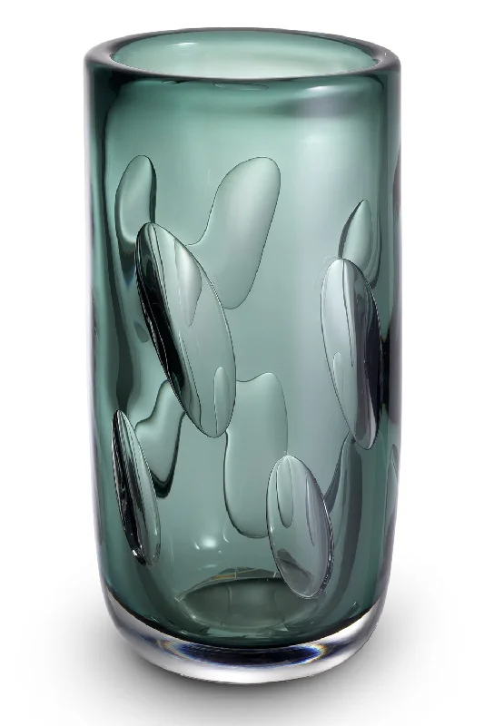 Tall cylinder vase for floral arrangement-Green Handblown Glass Vase | Eichholtz Nino S