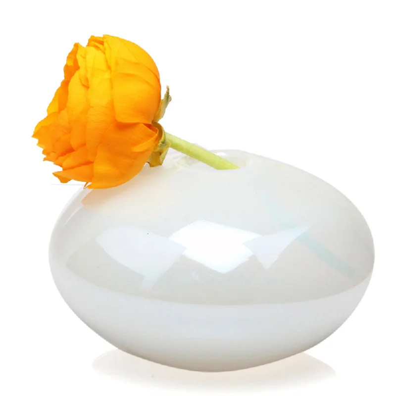 Minimalist white ceramic flower vase for calm-Jordan Glass Modern Flower Vase