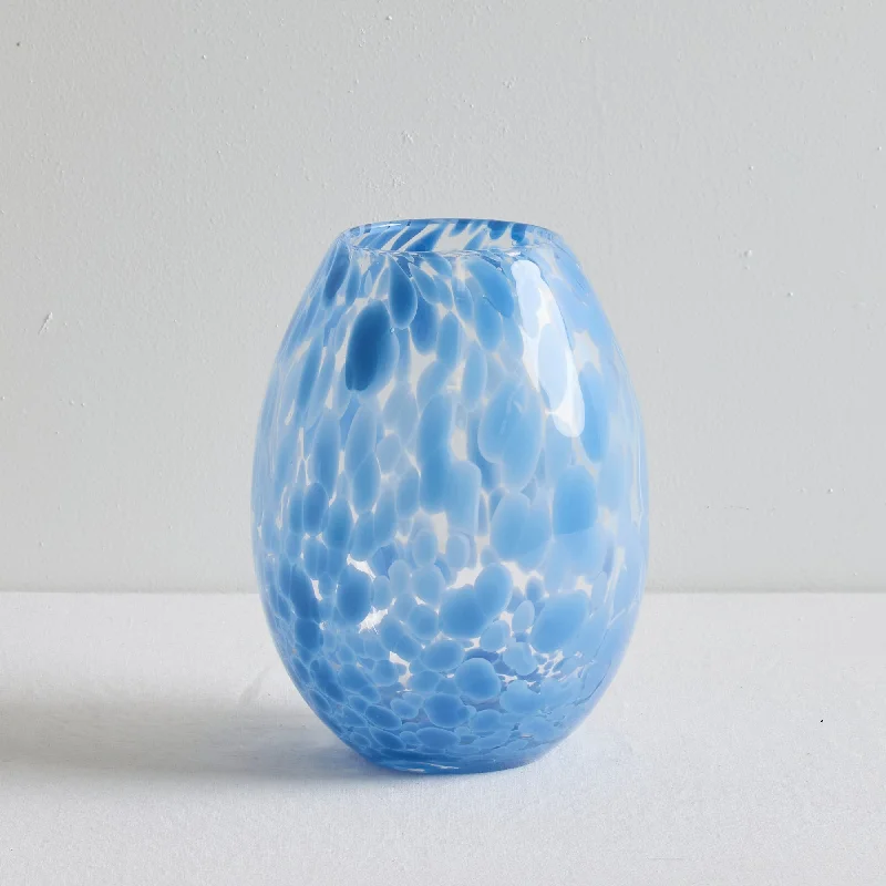 Hand-painted floral ceramic vase for beauty-Lottie Glass Vase - Soft Blue