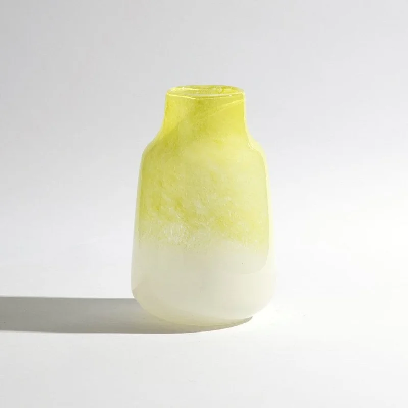 Rustic pottery vase for earthy tones-Madison Vase - Yellow/White