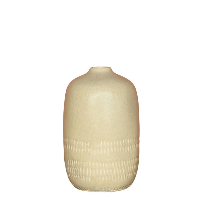 Modern black decorative vase for contrast-Marin Vase, Ceramic - Sm - Light Beige