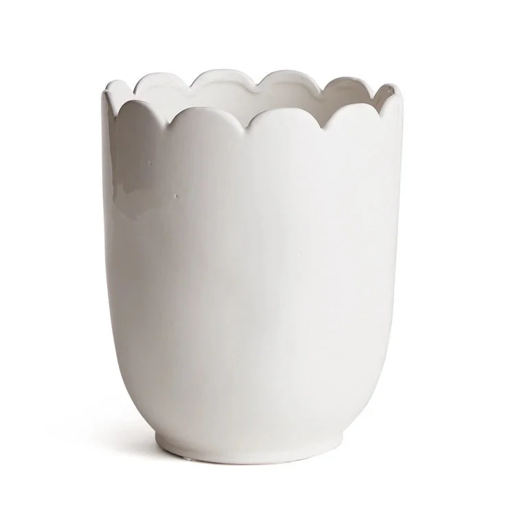 Luxury marble flower vase for opulence-MIRABELLE SCALLOPED EDGE CACHEPOT