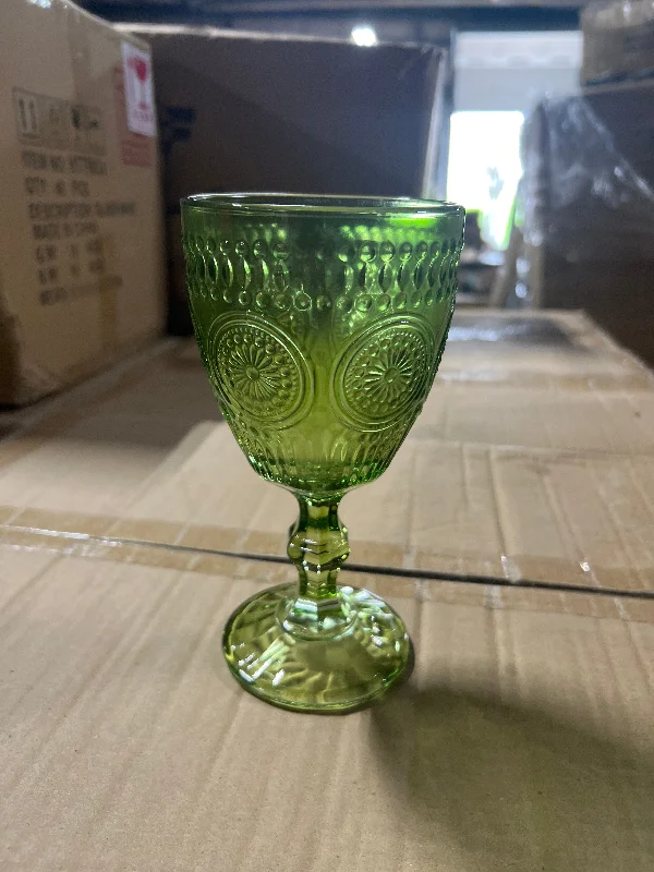 Rustic clay abstract vase for natural-Olive Green vintage sunflower drinking Glass 300ml crystal look(Goblet)