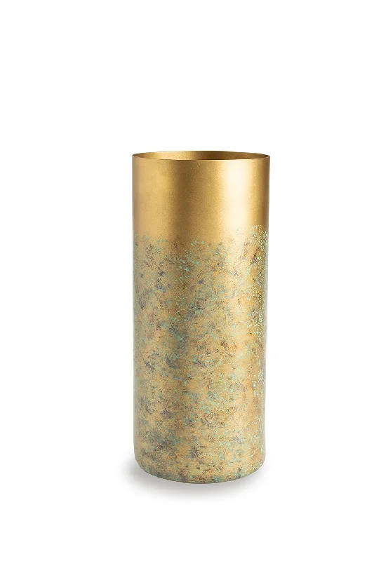 Vintage glass decorative vase for classic-Patinated Gold Cylindrical Vase (S) | Liang & Eimil Inger I