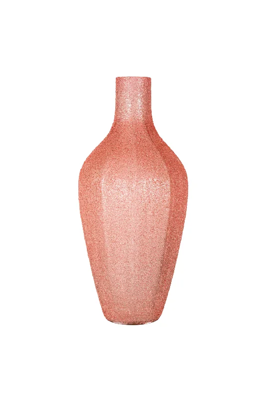 Tall glass flower vase for elegance-Pink Glass Bottle Vase S | OROA Ceylin