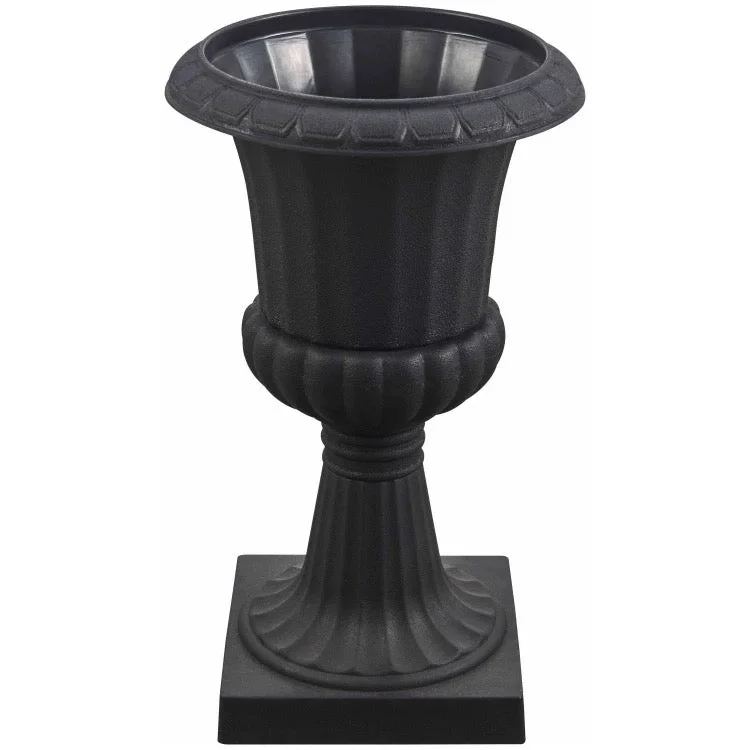 Large floor vase for entryway-Plastic Tall urn Black 16”