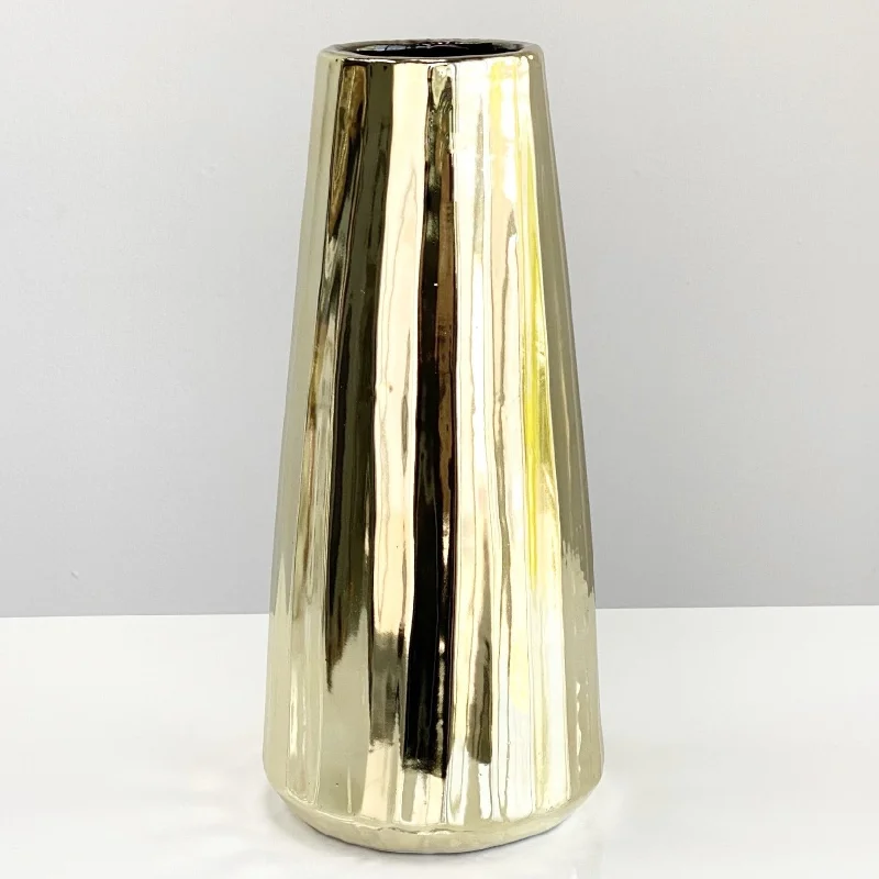 Large abstract ceramic vase for drama-Poas Golden Vase 14"