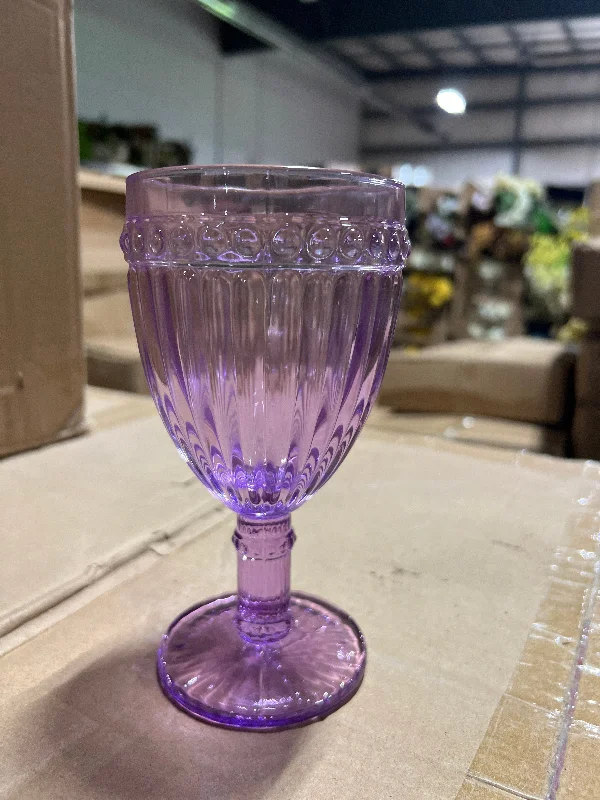 Tall gold flower vase for luxury-Purple Color Striped drinking Glass drinkware cup goblet