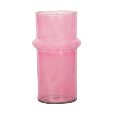 Small pottery vase for cozy space-RECYCLED GLASS VASE IN PINK