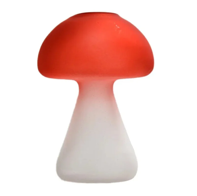 Tall minimalist vase for clean lines-Red Glass Mushroom Vase